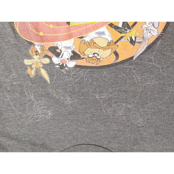 Space Jam Looney Tunes Graphic T-Shir Short Sleeve Crew Neck Heather Gray Mens S - Picture 4 of 6